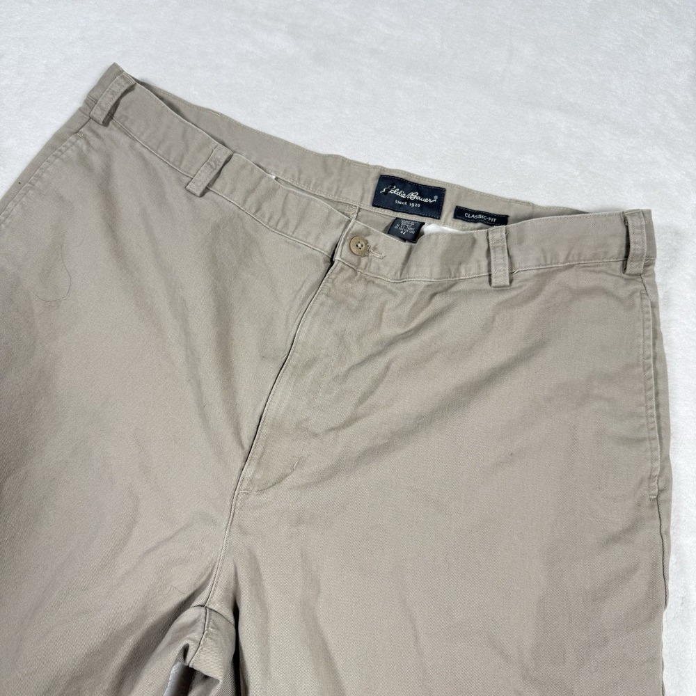 Eddie Bauer Khaki Pants 42x28 Men's Vintage‎ Classic Fit Straight Leg Flat Front